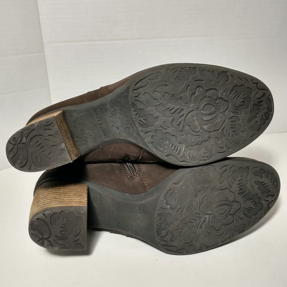 Joseph‎ Seibel Nubuck Brown Woven Leather Side Zip Ankle Boot, Women's Size 8.5